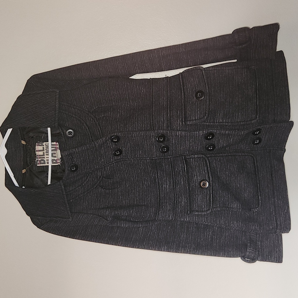 Billabong Heathered Charcoal Double Breastes Button-Up Coat Size L